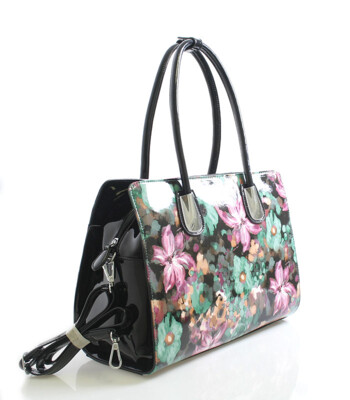 Zelená květovaná kabelka Delami D588 lesklá