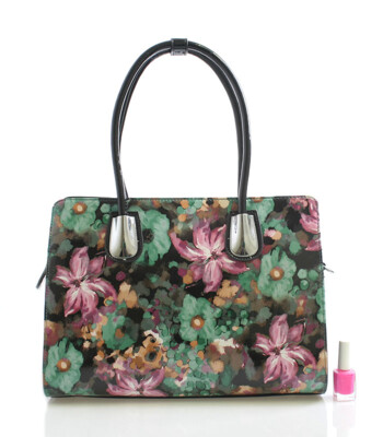 Zelená květovaná kabelka Delami D588 lesklá