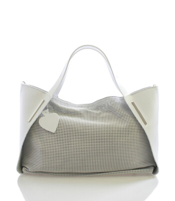 Bílá perforovaná kožená kabelka ItalY 11041