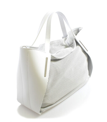 Bílá perforovaná kožená kabelka ItalY 11041