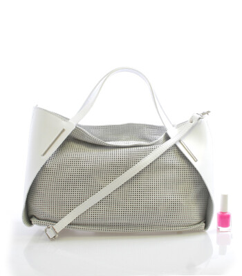 Bílá perforovaná kožená kabelka ItalY 11041