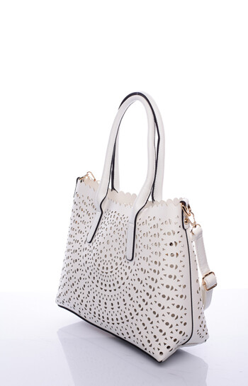 Bílá perforovaná kabelka přes rameno David Jones Graffiti
