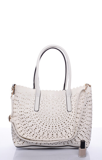 Bílá perforovaná kabelka přes rameno David Jones Graffiti
