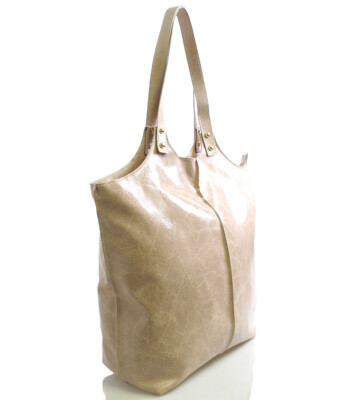 Luxusní pudrová velká kožená kabelka ItalY 12021