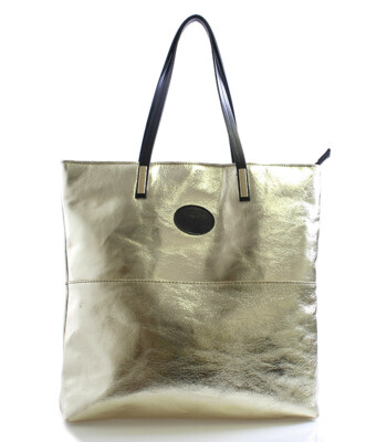 Zlatá kožená kabelka ItalY 25001