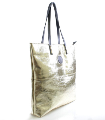 Zlatá kožená kabelka ItalY 25001