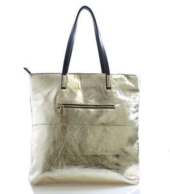 Zlatá kožená kabelka ItalY 25001