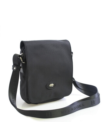 Dámská kabelka černá crossbody s koženými detaily - Hexagona Nina