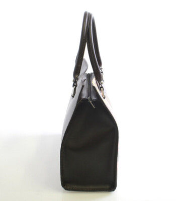 Hnědá kožená kabelka ItalY Picasso s potiskem