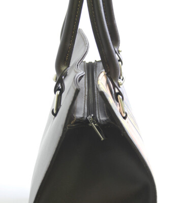 Hnědá kožená kabelka ItalY Picasso s potiskem