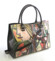 Hnědá kožená kabelka ItalY Picasso s potiskem