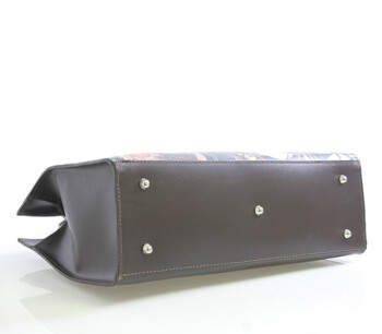 Hnědá kožená kabelka ItalY Picasso s potiskem