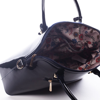 Modrá lakovaná kabelka s chlupem David Jones Annora