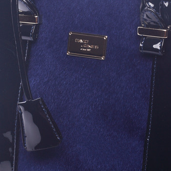 Modrá lakovaná kabelka s chlupem David Jones Annora