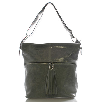 Šedá kožená velká crossbody kabelka ItalY Isabel