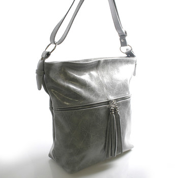 Šedá kožená velká crossbody kabelka ItalY Isabel
