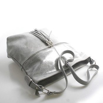 Šedá kožená velká crossbody kabelka ItalY Isabel