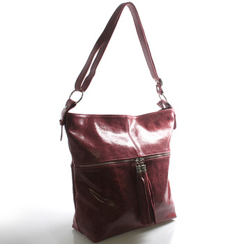 Červená kožená velká crossbody kabelka ItalY Isabel