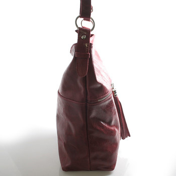 Červená kožená velká crossbody kabelka ItalY Isabel