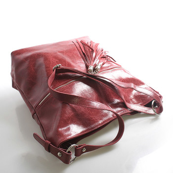 Červená kožená velká crossbody kabelka ItalY Isabel