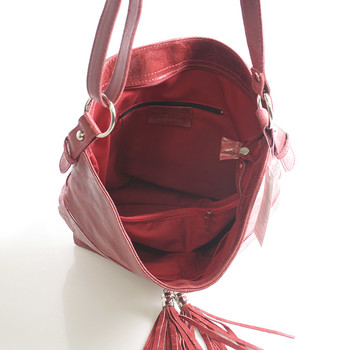 Červená kožená velká crossbody kabelka ItalY Isabel
