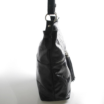 Černá kožená velká crossbody kabelka ItalY Isabel