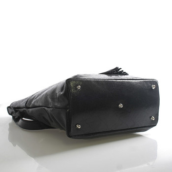 Černá kožená velká crossbody kabelka ItalY Isabel
