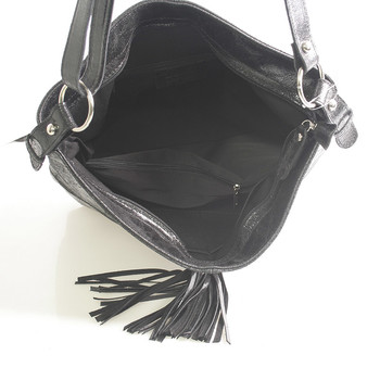 Černá kožená velká crossbody kabelka ItalY Isabel