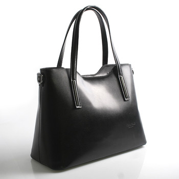 Větší kožená kabelka černá - ItalY Sandy