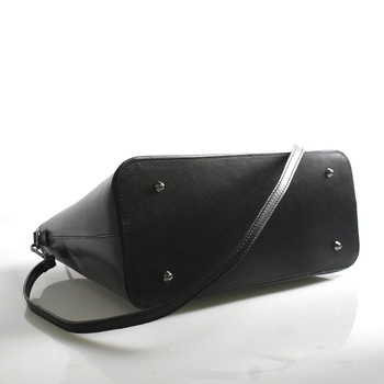 Větší kožená kabelka černá - ItalY Sandy