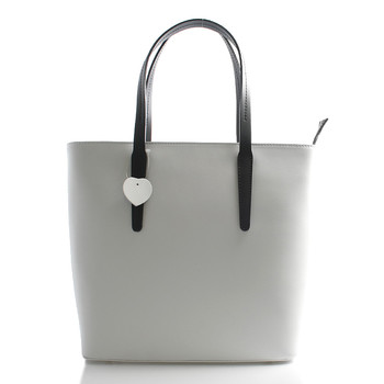 Bílá kožená kabelka shopper ItalY Sierra