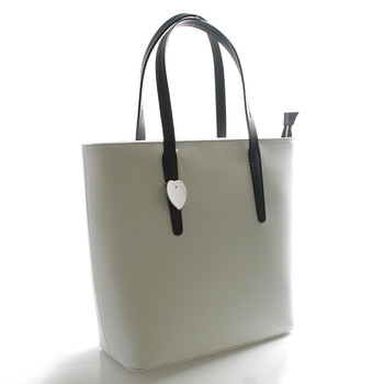 Bílá kožená kabelka shopper ItalY Sierra