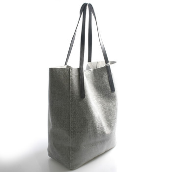 Šedá velká kožená kabelka shopper ItalY Gwen