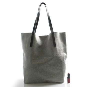 Šedá velká kožená kabelka shopper ItalY Gwen