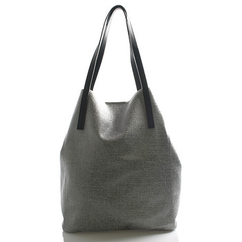 Šedá velká kožená kabelka shopper ItalY Gwen