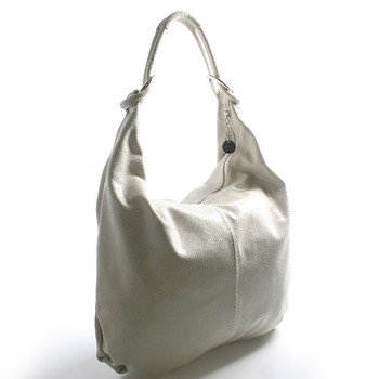 Béžová lesklá kožená kabelka přes rameno ItalY Amadea