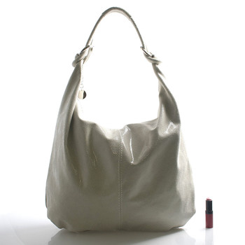 Béžová lesklá kožená kabelka přes rameno ItalY Amadea