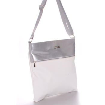 Dámská luxusní crossbody kabelka bílo stříbrná - Carine Coletta