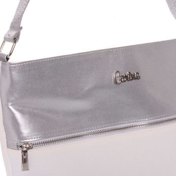 Dámská luxusní crossbody kabelka bílo stříbrná - Carine Coletta