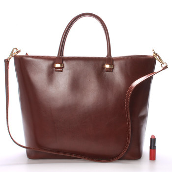 Luxusní dámská kožená kabelka čokoládová - ItalY Anabela