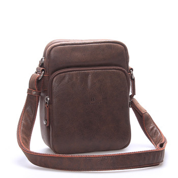Luxusní pánská kožená taška přes rameno hnědá - Hexagona Carlos