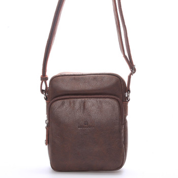 Luxusní pánská kožená taška přes rameno hnědá - Hexagona Carlos