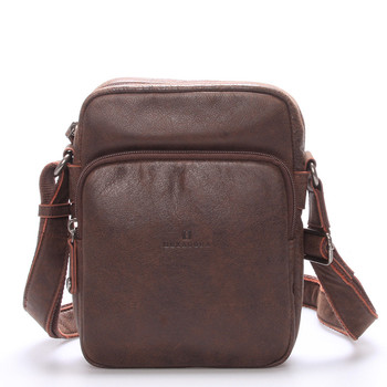 Luxusní pánská kožená taška přes rameno hnědá - Hexagona Carlos