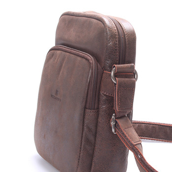 Luxusní pánská kožená taška přes rameno hnědá - Hexagona Carlos