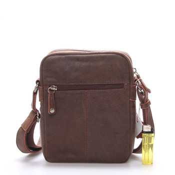 Luxusní pánská kožená taška přes rameno hnědá - Hexagona Carlos
