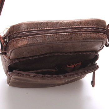 Luxusní pánská kožená taška přes rameno hnědá - Hexagona Carlos
