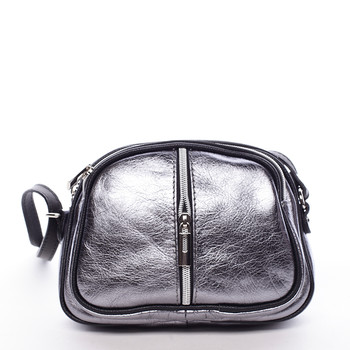 Dámská kožená crossbody kabelka stříbrná - ItalY Nadia