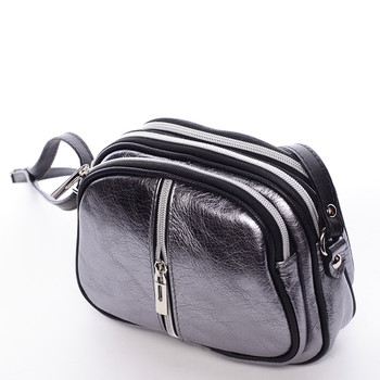 Dámská kožená crossbody kabelka stříbrná - ItalY Nadia