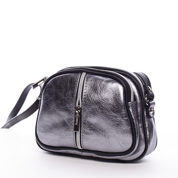 Dámská kožená crossbody kabelka stříbrná - ItalY Nadia