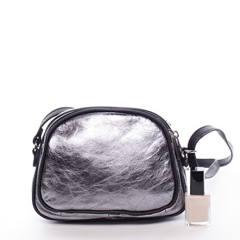 Dámská kožená crossbody kabelka stříbrná - ItalY Nadia